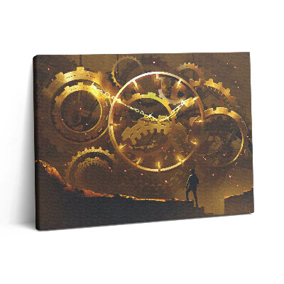 Obraz na plátně 80x60 cm Ilustrace zlatého hodinového stroje