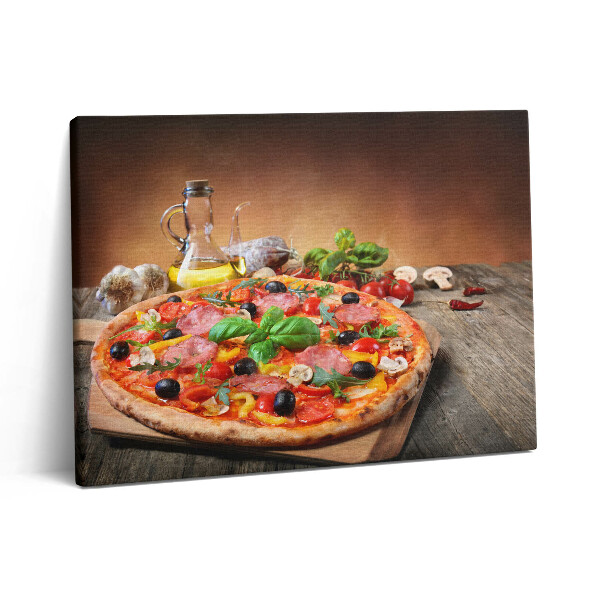 Obraz z fotografie na plátně 80x60 cm Italská pizza s olivovým olejem