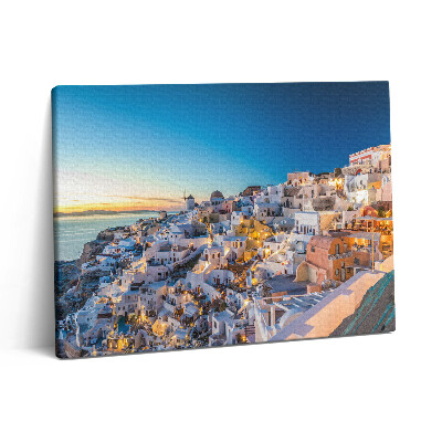 Obraz na plátně 80x60 cm Západ slunce na Santorini