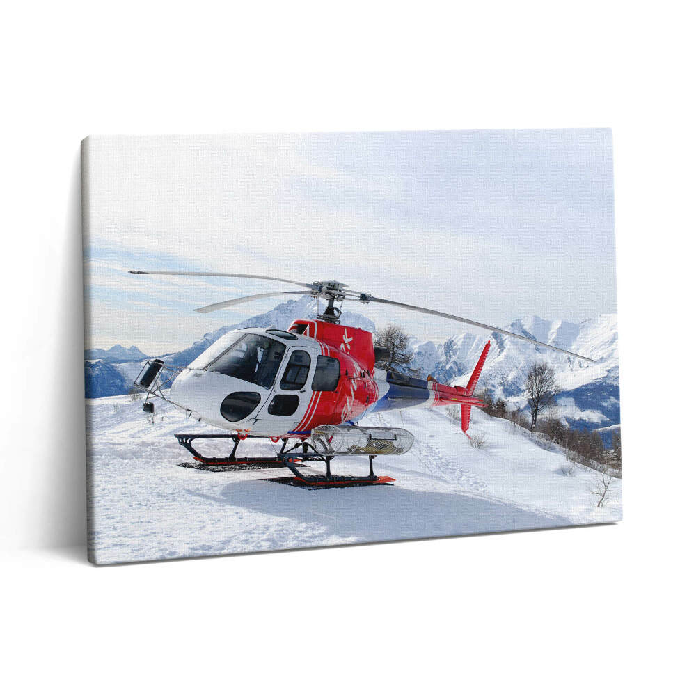 Obraz canvas 80x60 cm Vrtulník na zasněžené hoře