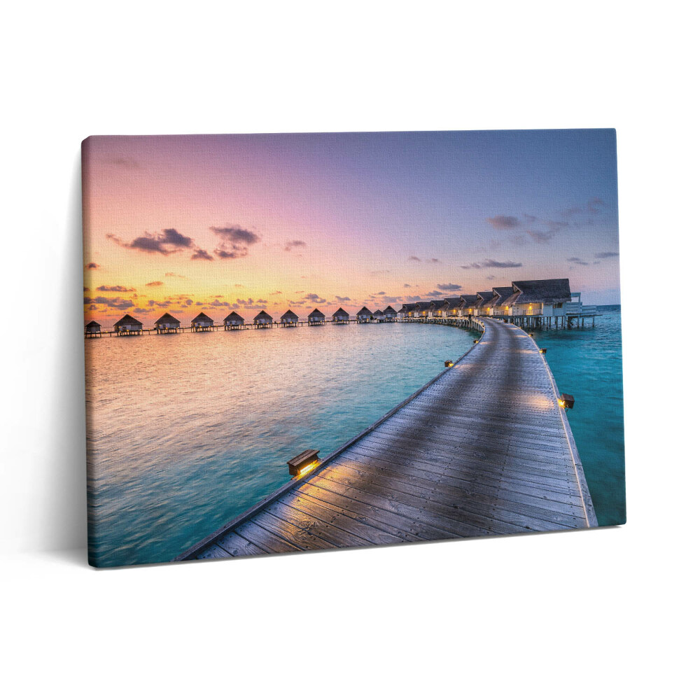 Obraz canvas 80x60 cm Západ slunce na Maledivách