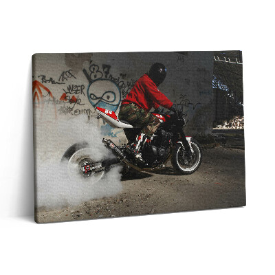 Obraz z fotografie na plátně 80x60 cm Muž na motorce a graffiti