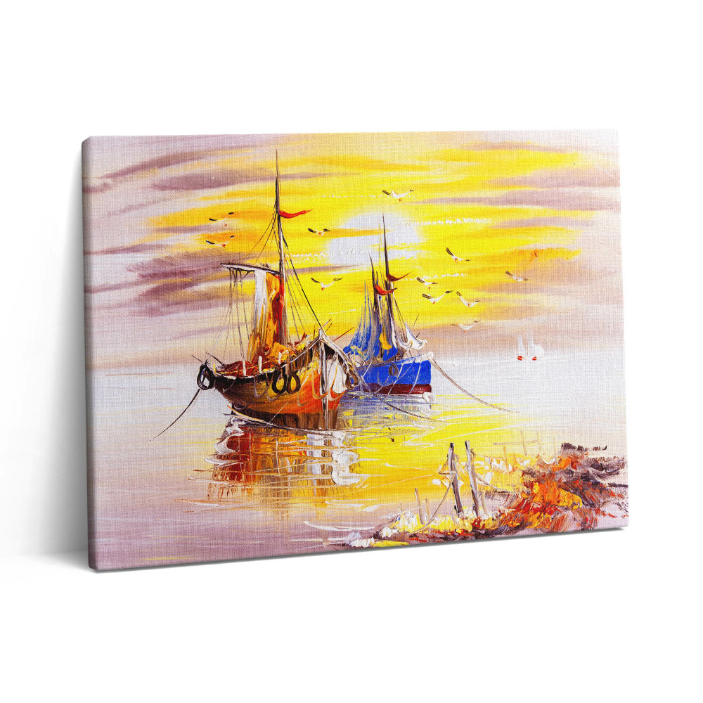 Obraz z fotografie na plátně 80x60 cm Malované lodě