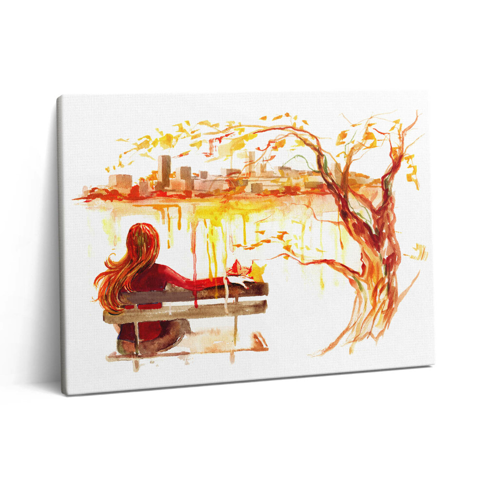 Obraz canvas 80x60 cm Podzimní krajina - žena