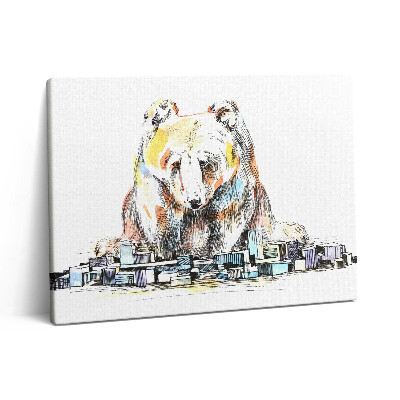 Obraz canvas 80x60 cm Medvěd a abstraktní město