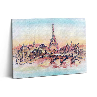 Obraz z fotografie na plátně 80x60 cm Malovaný pohled na Paříž
