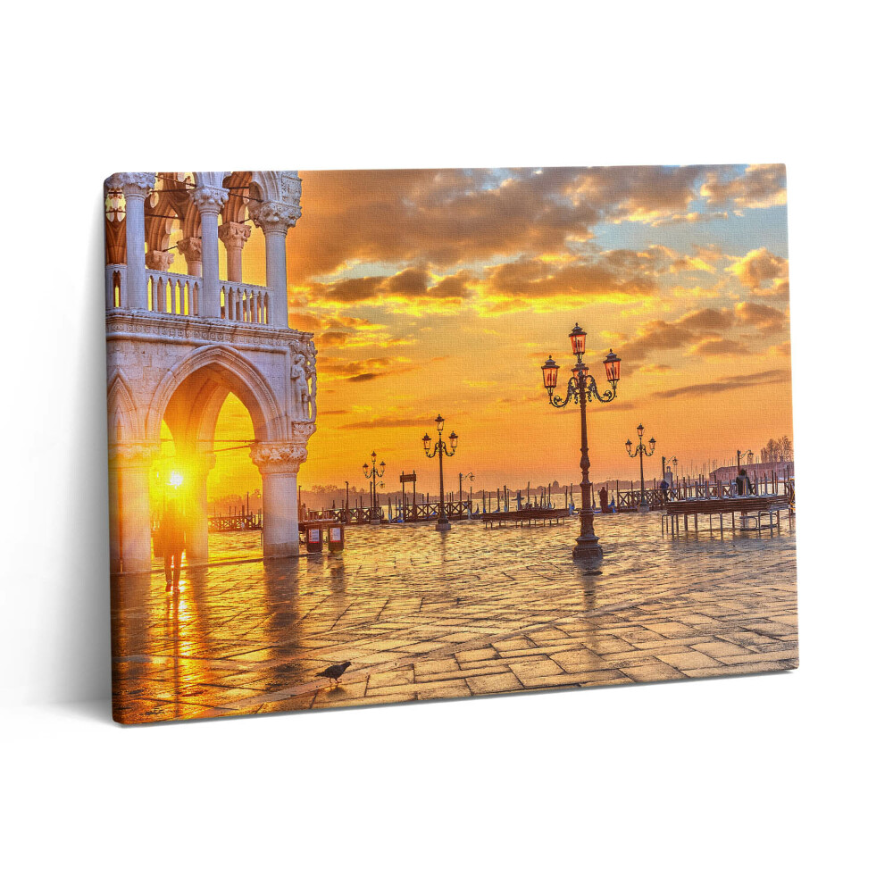 Obraz na plátně 80x60 cm Benátské náměstí při západu slunce