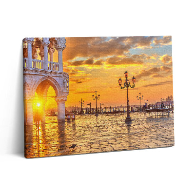 Obraz na plátně 80x60 cm Benátské náměstí při západu slunce