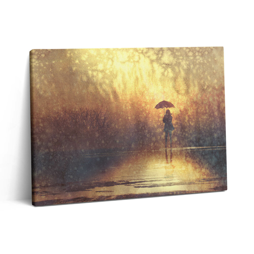 Obraz z fotografie na plátně 80x60 cm Žena se slunečníkem