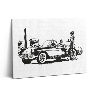 Obraz z fotografie na plátně 80x60 cm Ilustrace retro automobilu