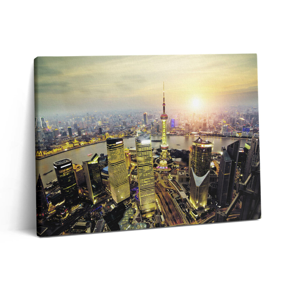 Obraz canvas 80x60 cm Šanghaj v noci