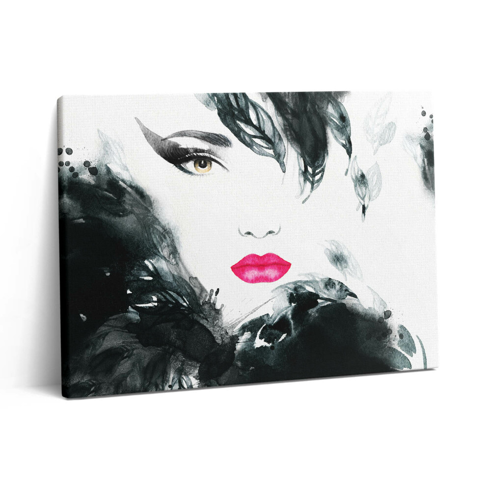 Obraz z fotografie na plátně 80x60 cm Portrét ženy s červenými rty