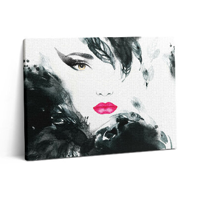 Obraz z fotografie na plátně 80x60 cm Portrét ženy s červenými rty