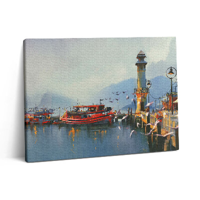 Obraz canvas 80x60 cm Rybářská loď v přístavu