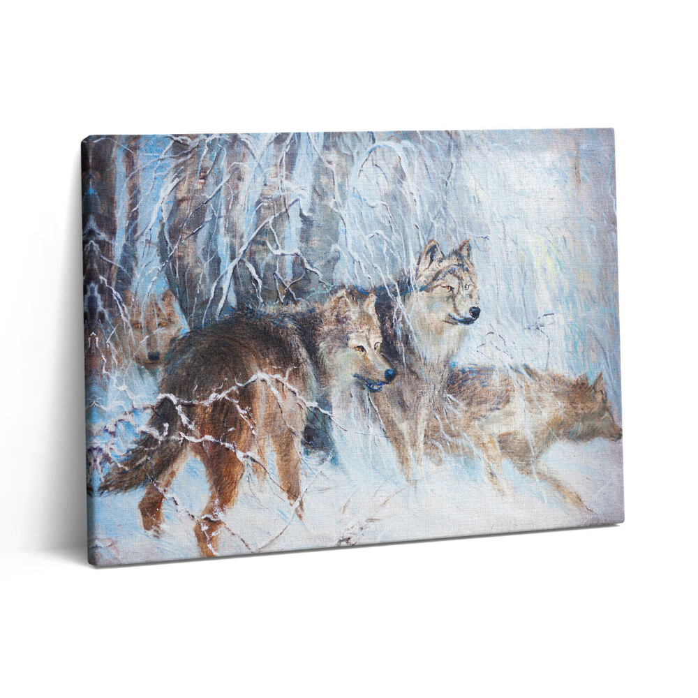 Obraz canvas 80x60 cm Kresba vlků v lese