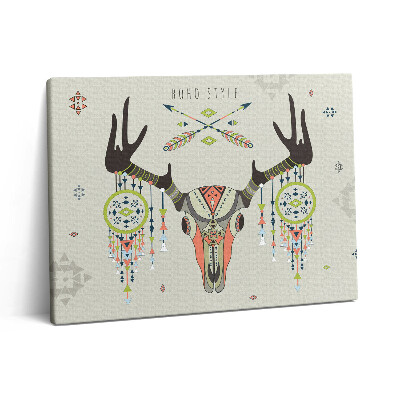 Obraz na plátně 80x60 cm Jelení lebka a lapač snů