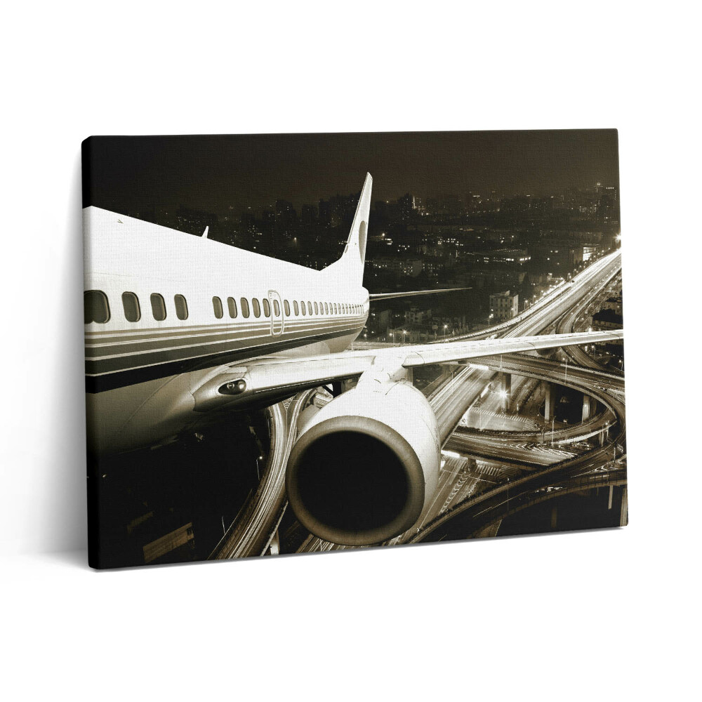 Obraz z fotografie na plátně 80x60 cm Letadlo a město