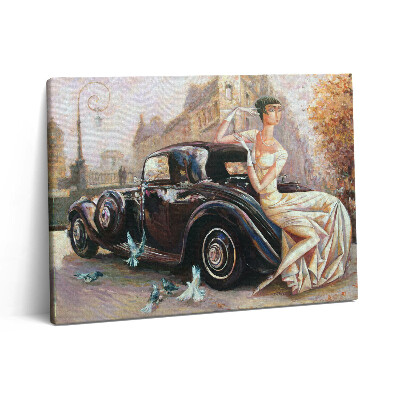 Obraz z fotografie na plátně 80x60 cm Žena v retro stylu