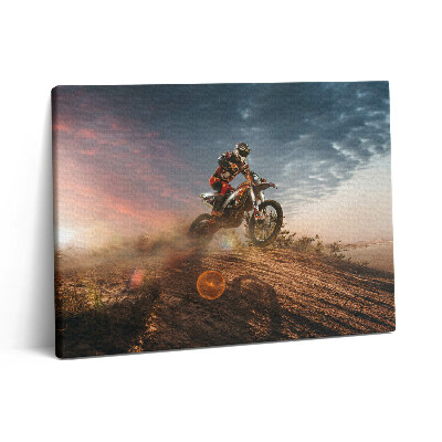 Obraz z fotografie na plátně 80x60 cm Muž na motorce a v poušti