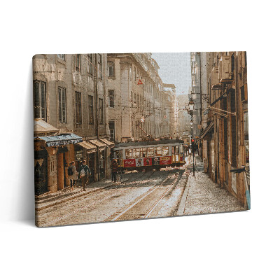 Obraz z fotografie na plátně 80x60 cm Pohled na Lisabon a tramvaj