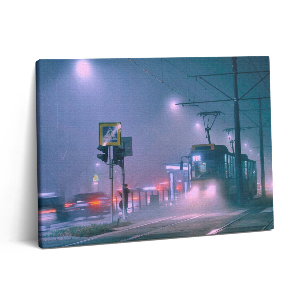 Obraz canvas 80x60 cm Varšava v noční mlze