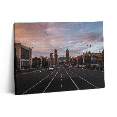 Obraz z fotografie na plátně 80x60 cm Pohled na silnici z Barcelony do Tibidaba