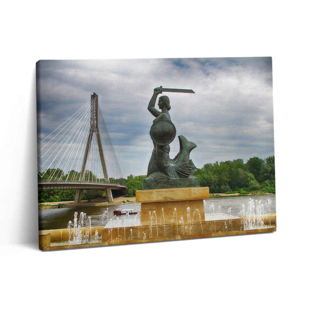Obraz na plátně 80x60 cm Socha mořské panny ve Varšavě