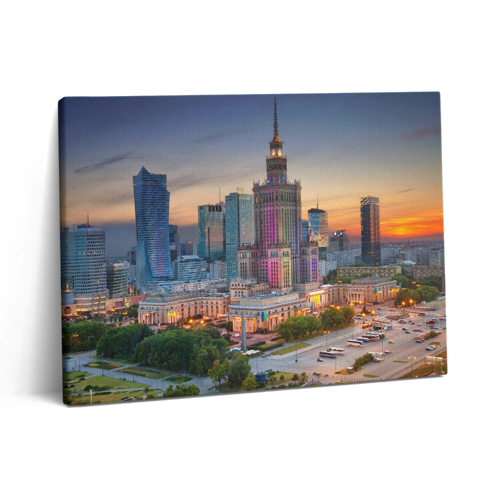 Obraz z fotografie na plátně 80x60 cm Panorama západu slunce ve Varšavě