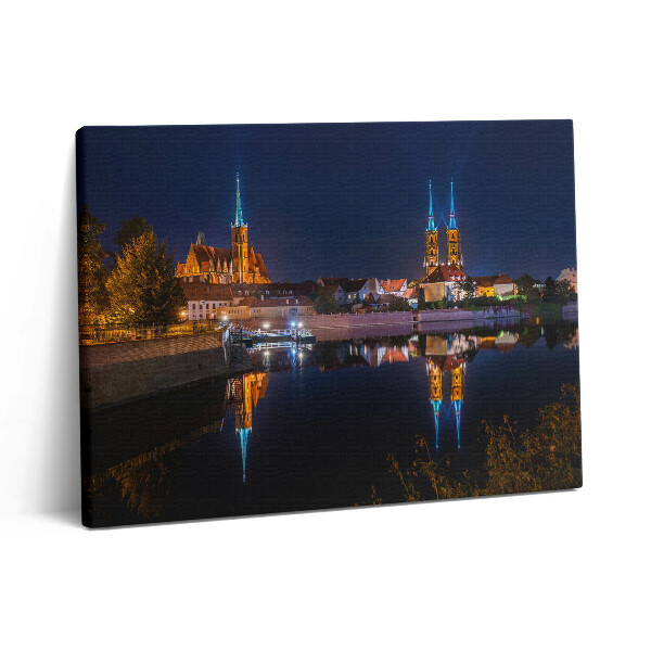 Obraz z fotografie na plátně 80x60 cm Vratislavská katedrála v noci