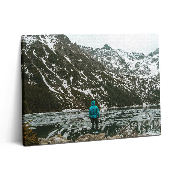 Obraz z fotografie na plátně 80x60 cm Jezero Morskie Oko v zimě