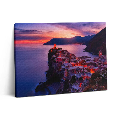 Obraz na plátně 80x60 cm Přímořské městečko ve večerních hodinách