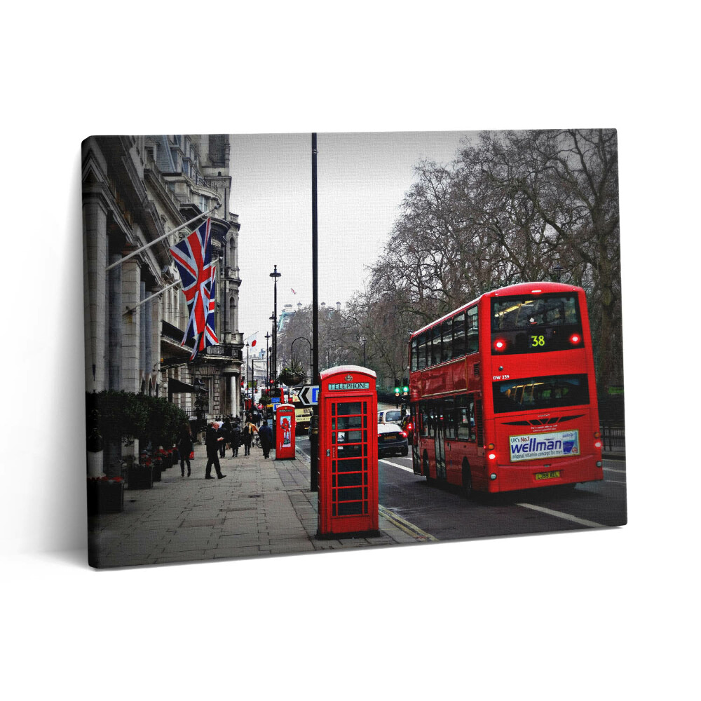 Obraz z fotografie na plátně 80x60 cm Anglický autobus a telefonní budka