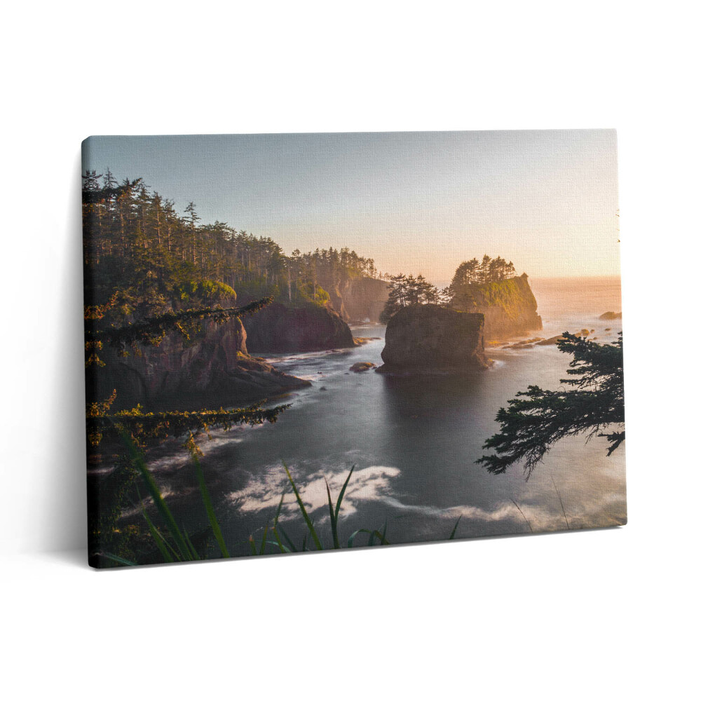 Obraz canvas 80x60 cm Krajina skal a západ slunce