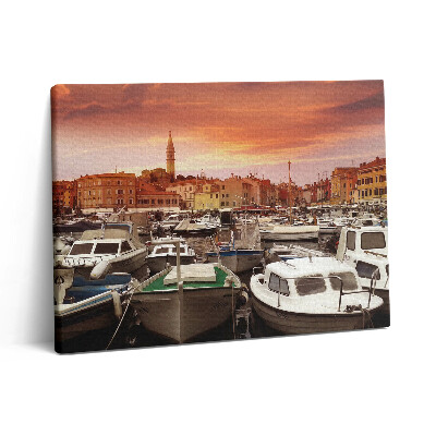 Obraz na plátně 80x60 cm Molo s loděmi v Chorvatsku