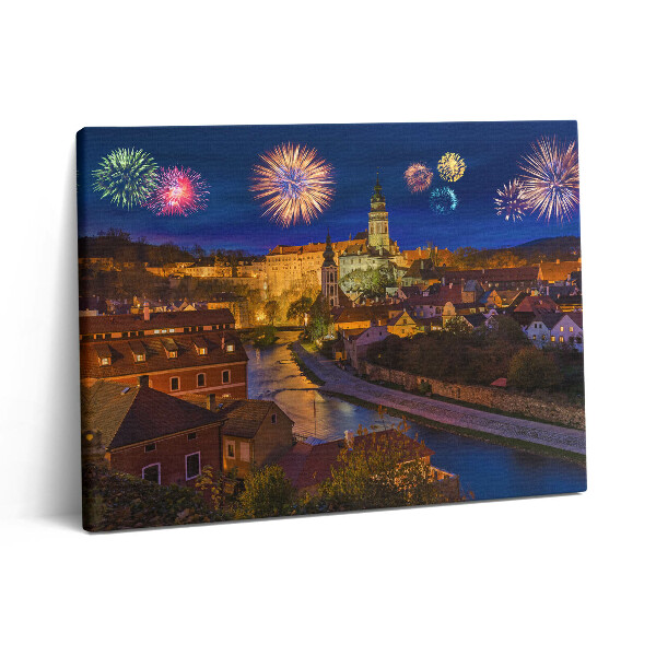 Obraz canvas 80x60 cm Ohňostroj Krumlov Česká republika