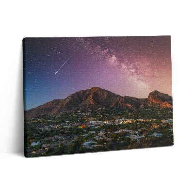 Obraz z fotografie na plátně 80x60 cm Hory s galaxií na obloze