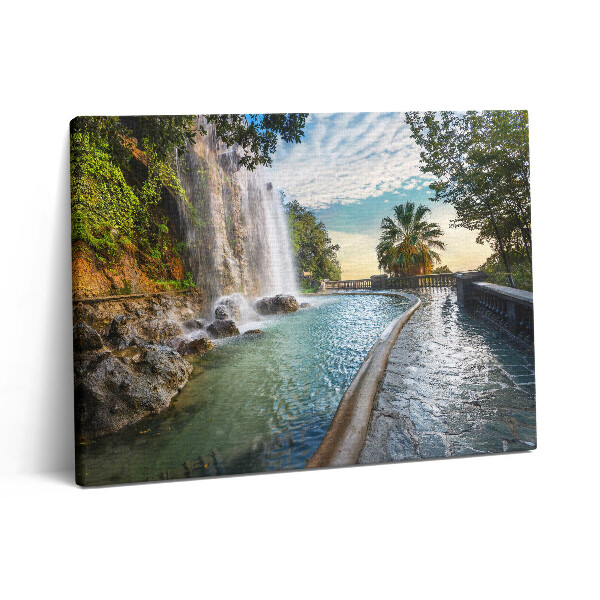 Obraz z fotografie na plátně 80x60 cm Vodopád v zámeckém parku Colline du Chateau