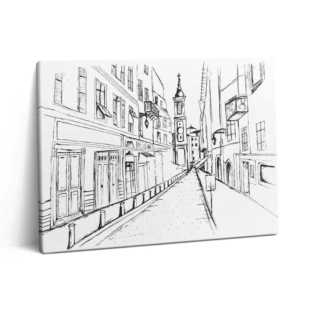 Obraz z fotografie na plátně 80x60 cm Kresba města Provence