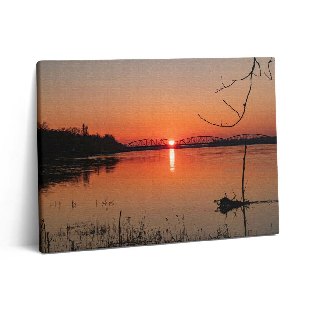 Obraz z fotografie na plátně 80x60 cm Jezerní krajina při západu slunce