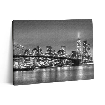 Obraz canvas 80x60 cm Brooklynský most v New Yorku v noci