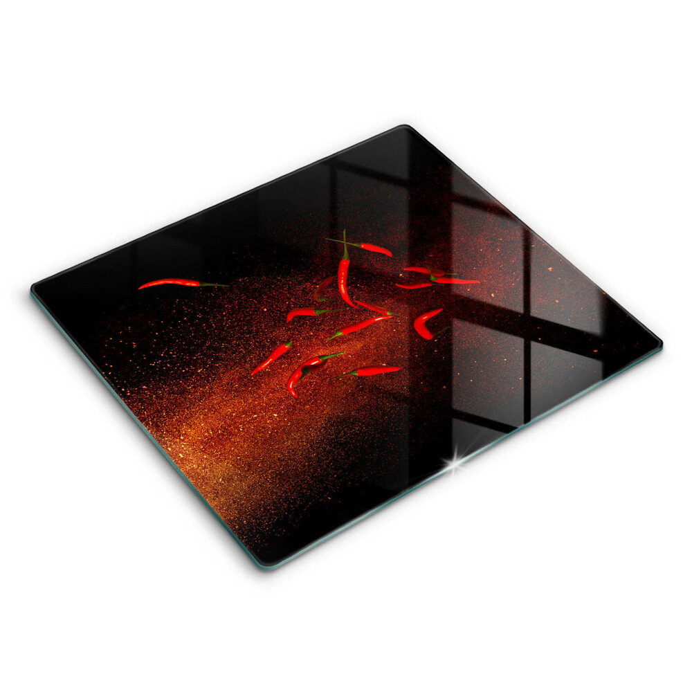 Skleněná deska za plynový sporák 60x52 cm Pálivé chilli papričky