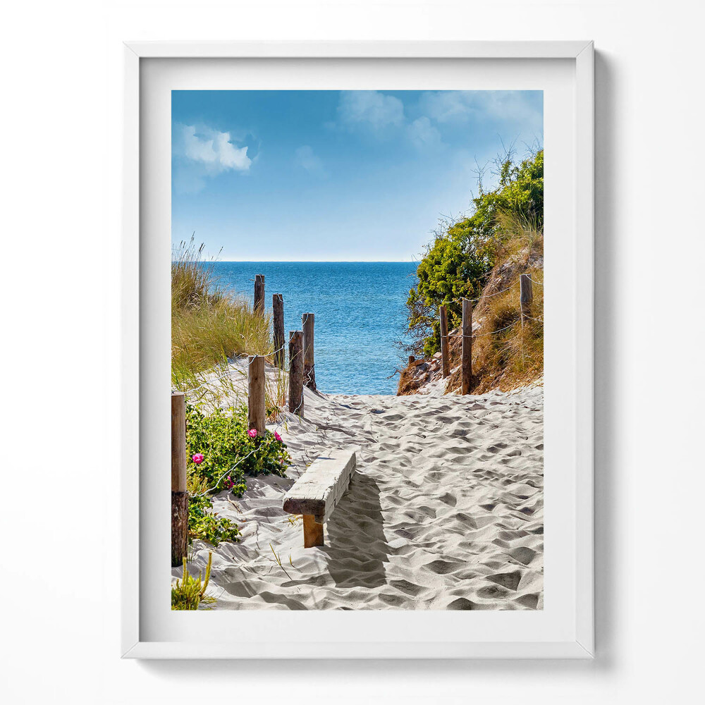 Obraz v rámu Písečná cesta na pláž a moře