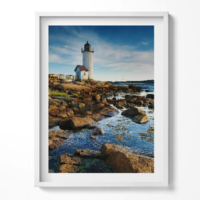 Obraz v rámu Maják, skály a nebeská krajina