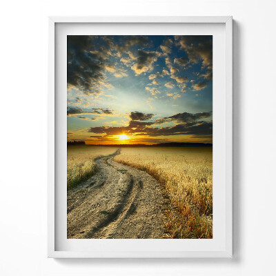 Obraz v rámu Polní cesta a západ slunce