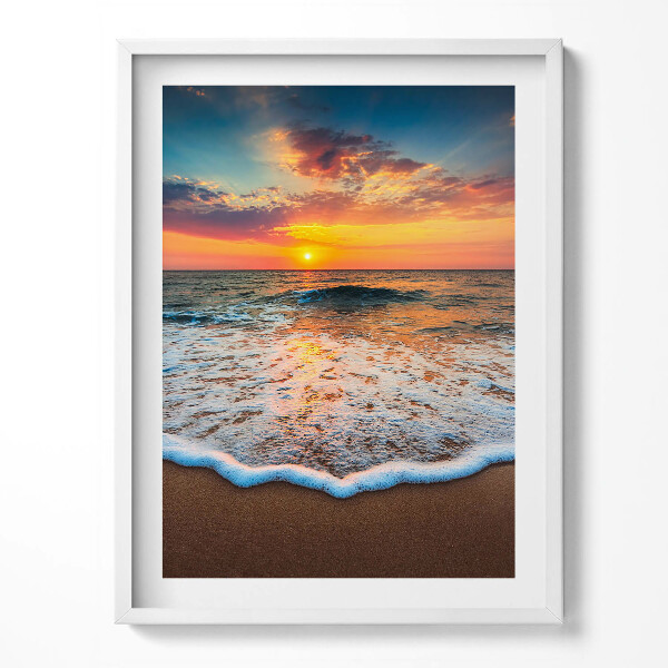 Obraz v rámu Krajina zapadajícího slunce nad mořem
