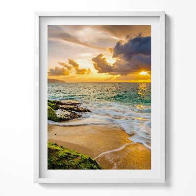 Obraz v rámu Břeh pláže při západu slunce
