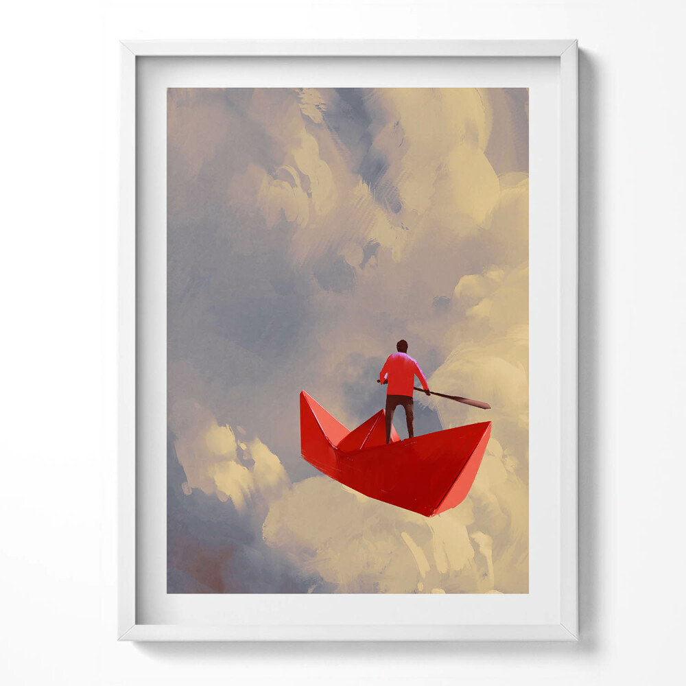 Obraz v rámu Cestování na papírových lodích
