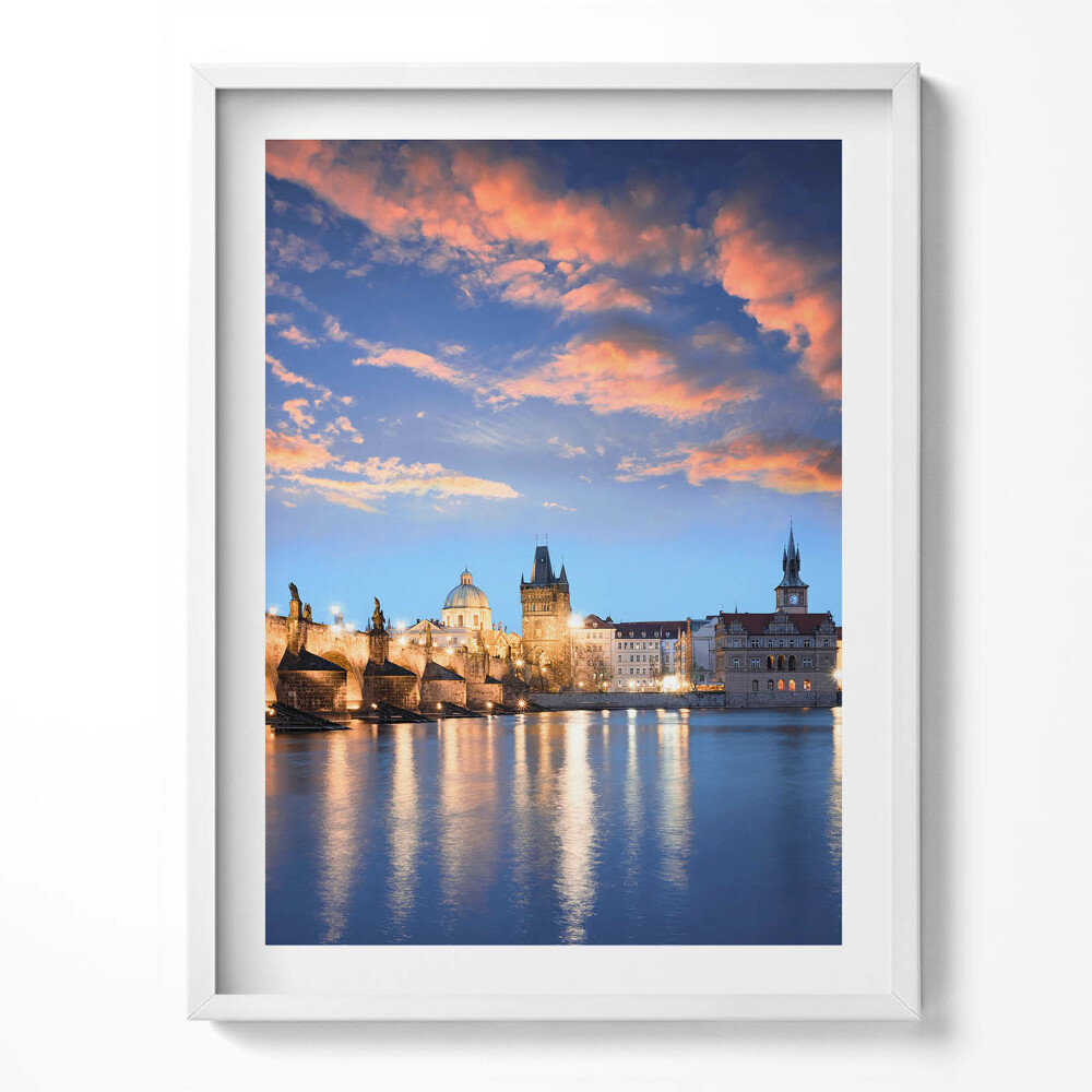 Obraz v rámu Městská krajina ve večerních hodinách