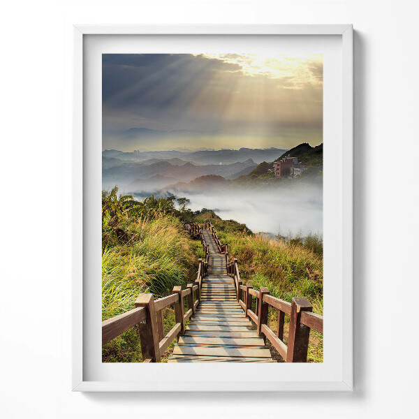 Obraz v rámu Pohled na schody v horách