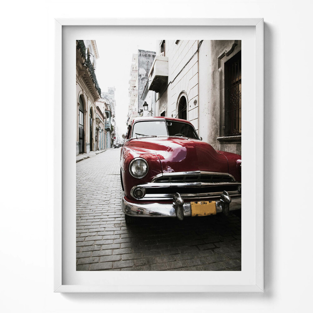 Obraz v rámu Staré červené auto